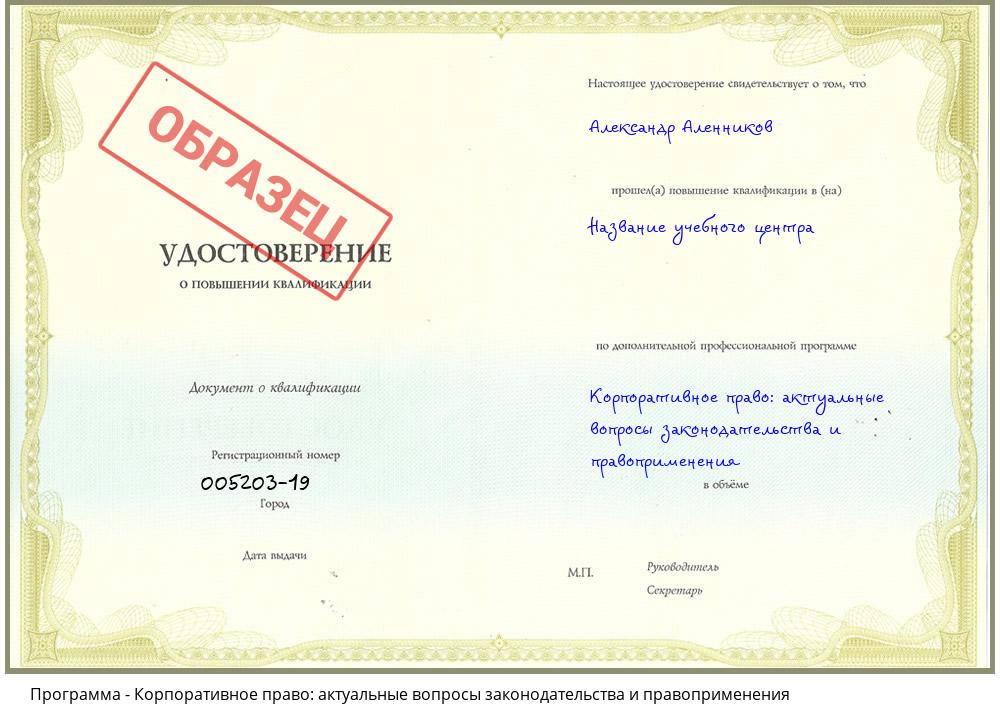 Корпоративное право: актуальные вопросы законодательства и правоприменения Нижнекамск