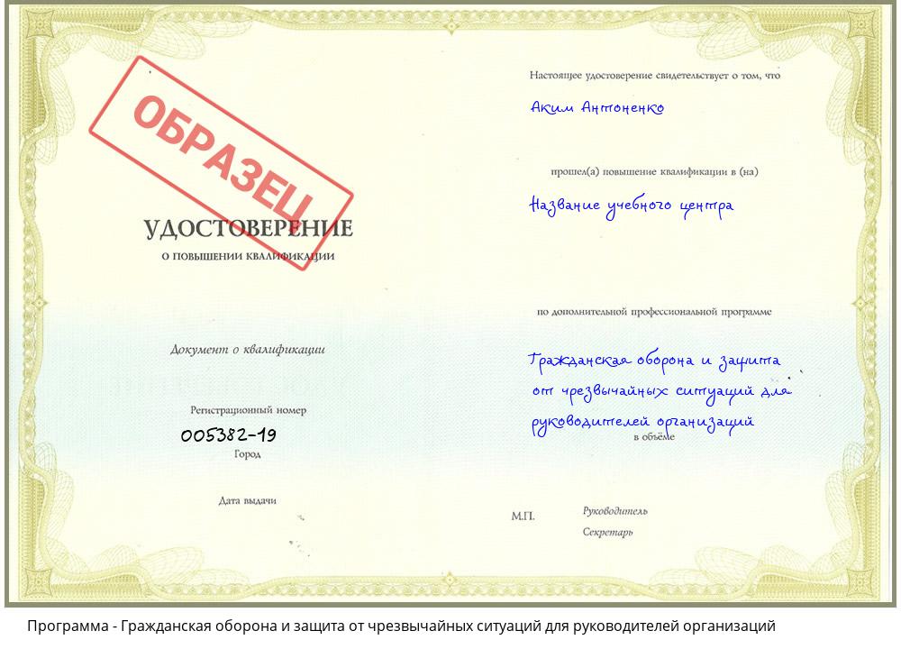 Гражданская оборона и защита от чрезвычайных ситуаций для руководителей организаций Нижнекамск