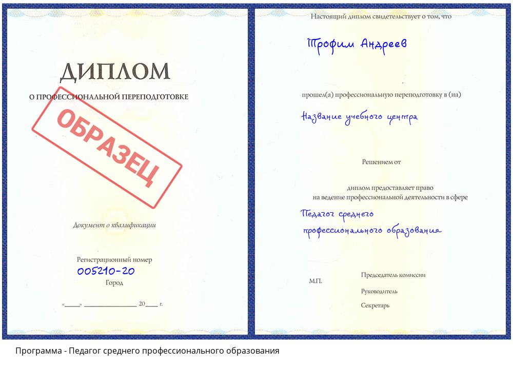 Педагог среднего профессионального образования Нижнекамск
