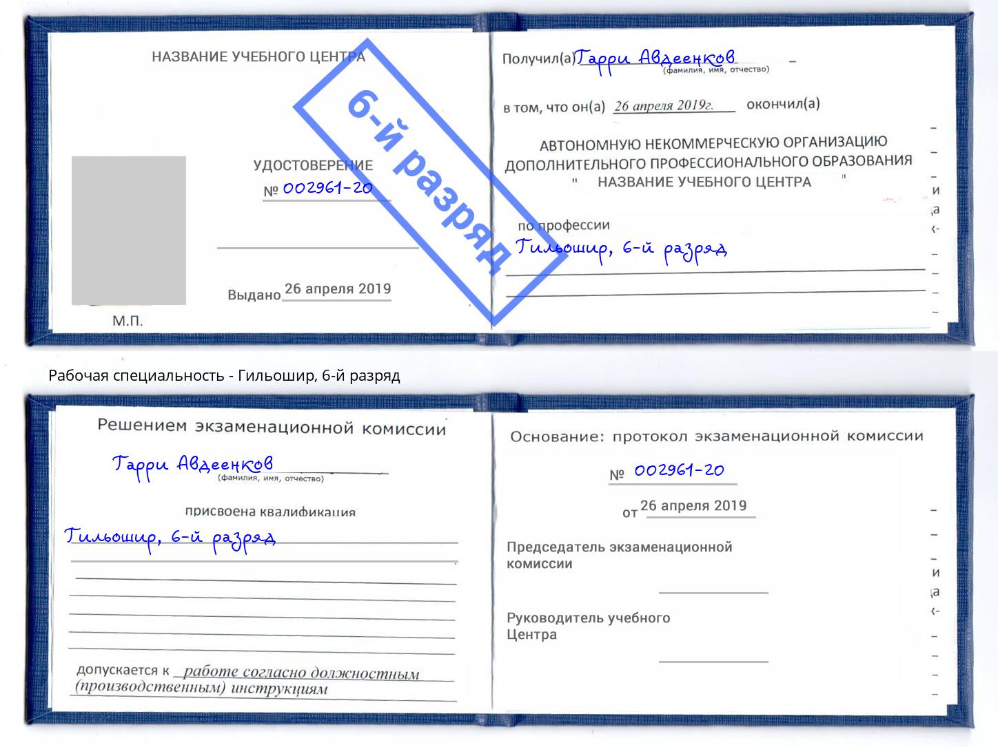 корочка 6-й разряд Гильошир Нижнекамск