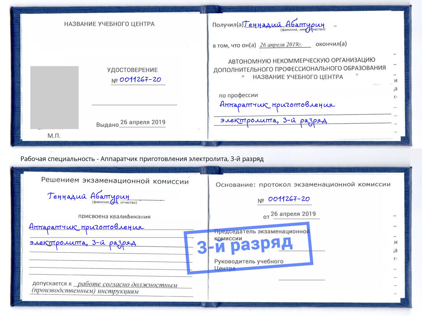 корочка 3-й разряд Аппаратчик приготовления электролита Нижнекамск
