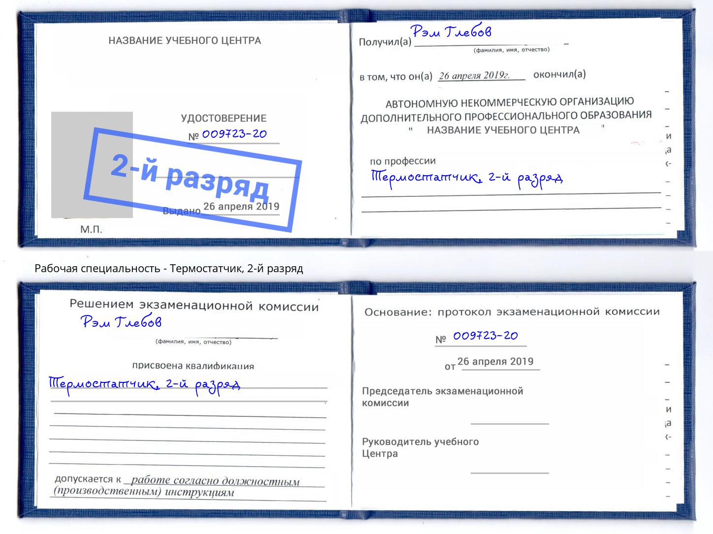 корочка 2-й разряд Термостатчик Нижнекамск