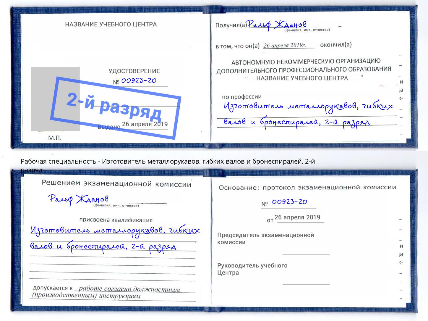 корочка 2-й разряд Изготовитель металлорукавов, гибких валов и бронеспиралей Нижнекамск